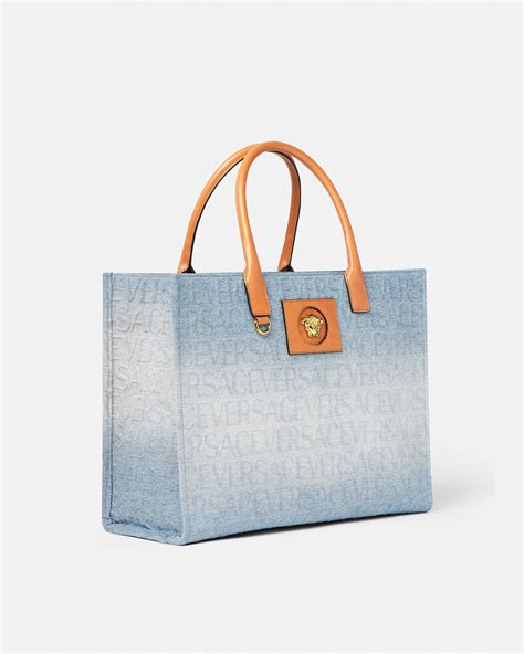 versace collection leather tote|versace denim tote bag.